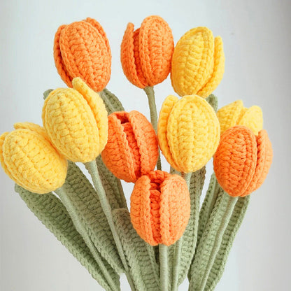 Hand-Knitted Yarn Tulips: Perfect Indoor Decorative Gift