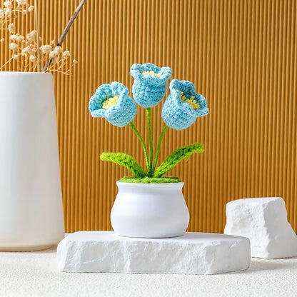 Handcrafted Knitted Artificial Flower Pot