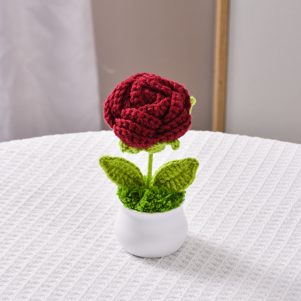 Handcrafted Knitted Artificial Flower Pot