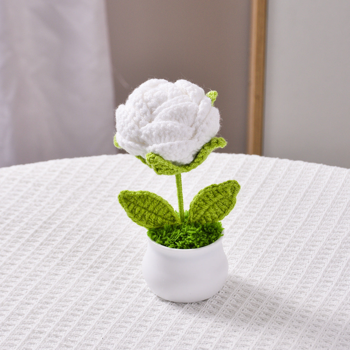 Handcrafted Knitted Artificial Flower Pot