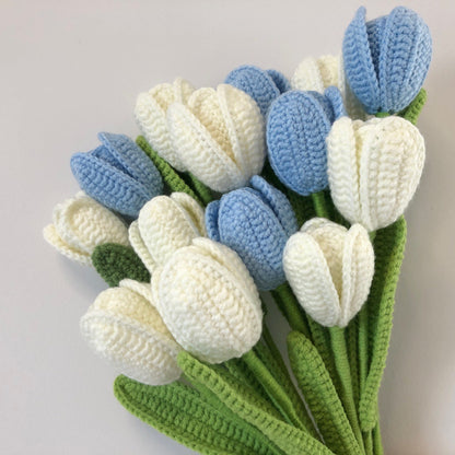 Hand-Knitted Yarn Tulips: Perfect Indoor Decorative Gift