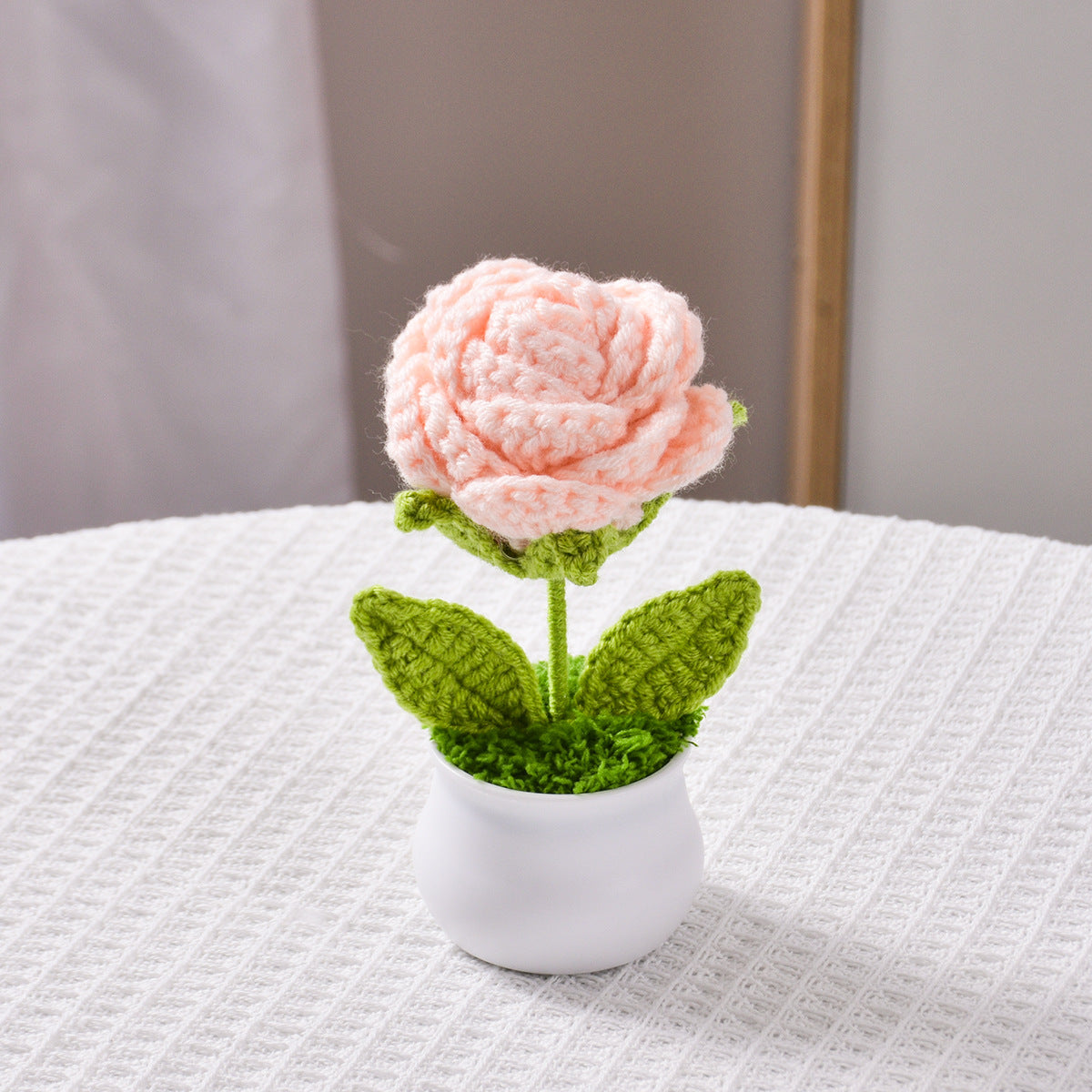 Handcrafted Knitted Artificial Flower Pot