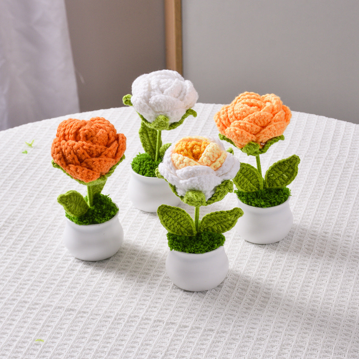 Handcrafted Knitted Artificial Flower Pot