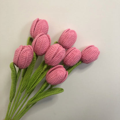 Hand-Knitted Yarn Tulips: Perfect Indoor Decorative Gift