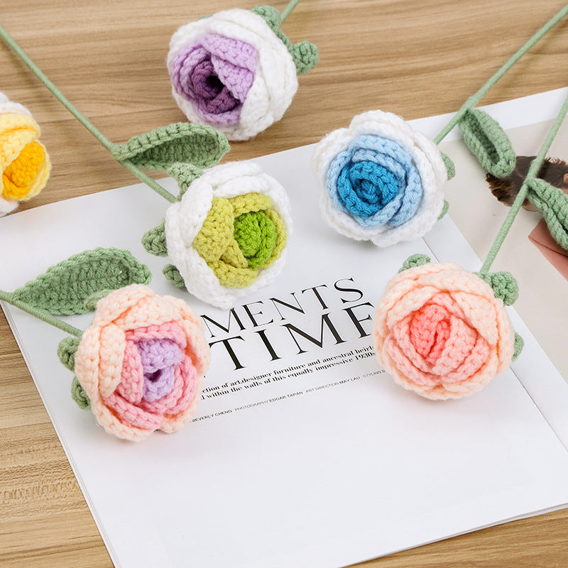 Hand-Knitted Rose Flowers: Perfect for Holiday Gifts