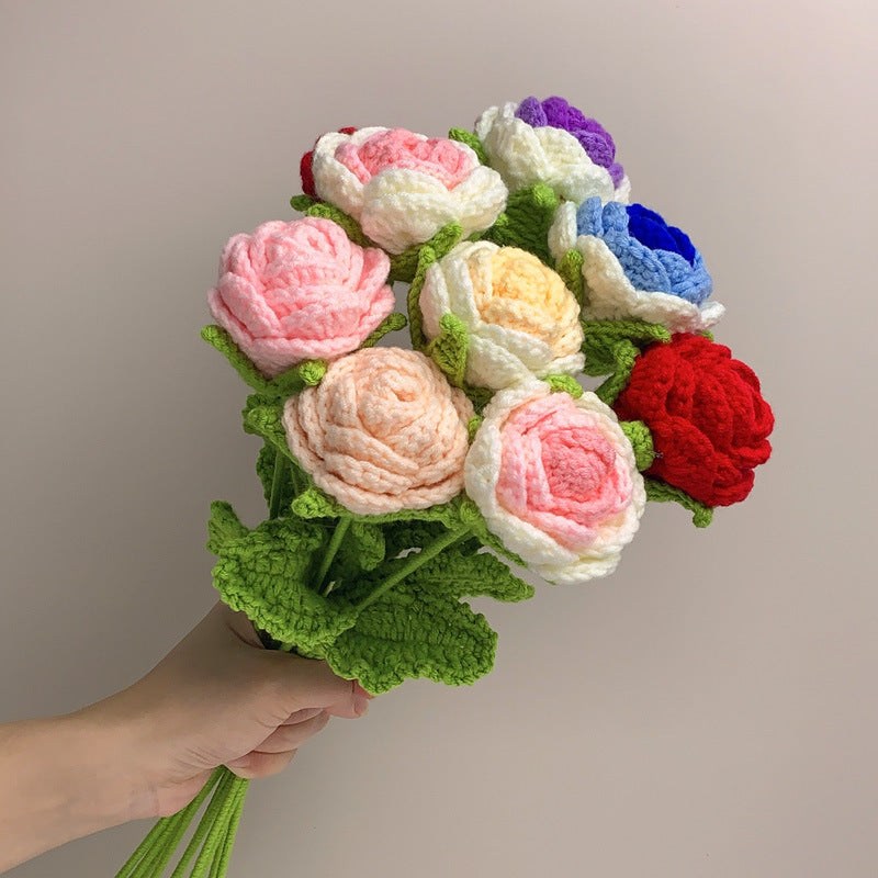 Hand-Knitted Rose Flowers: Perfect for Holiday Gifts