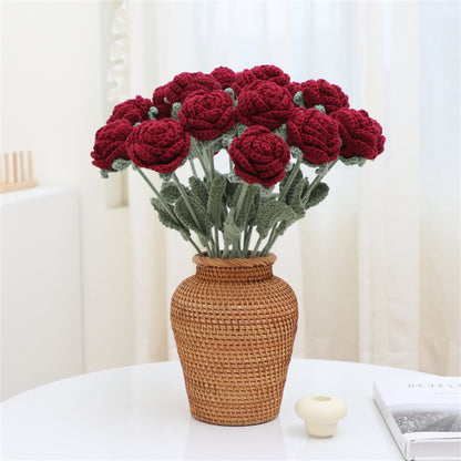 Hand-Knitted Rose Flowers: Perfect for Holiday Gifts