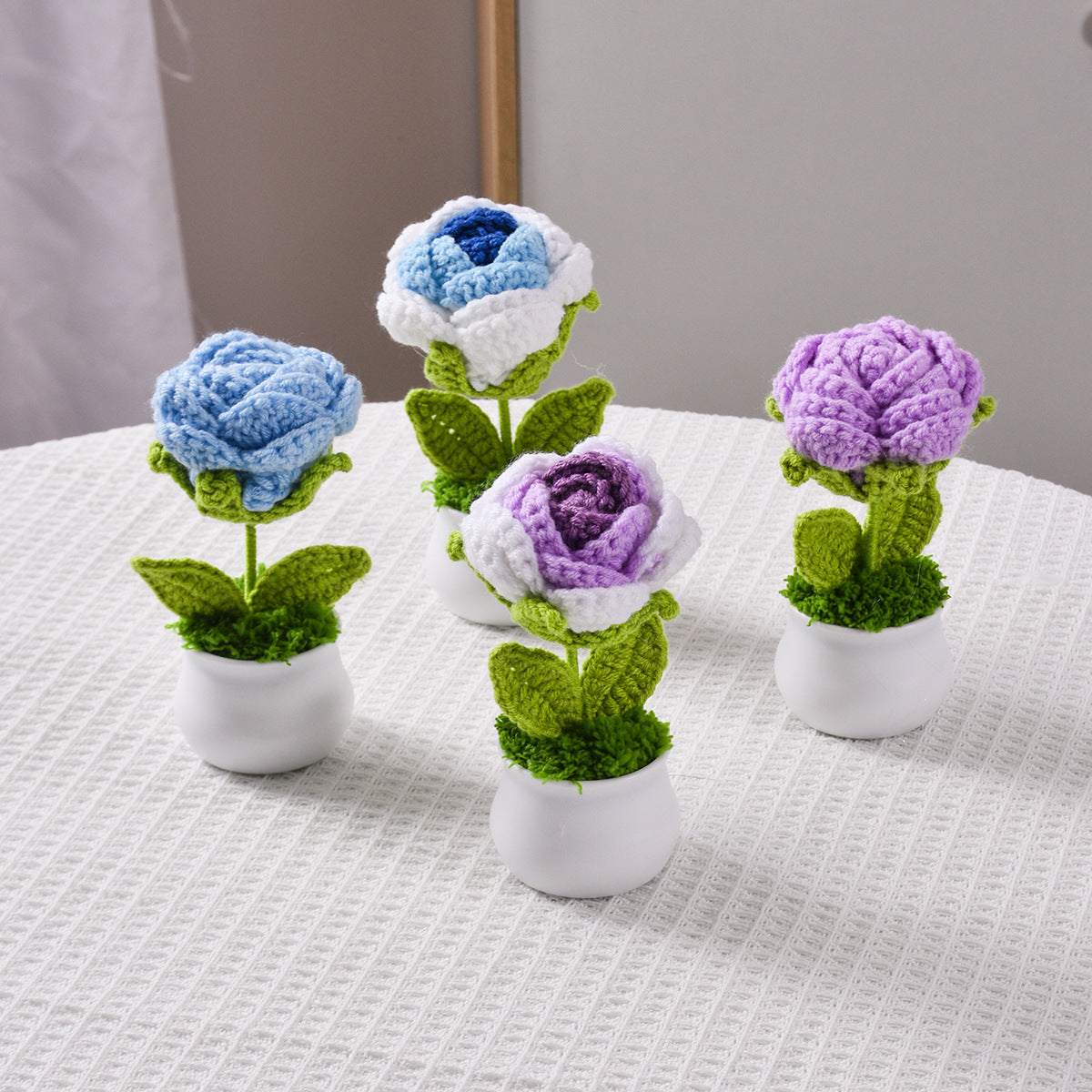 Handcrafted Knitted Artificial Flower Pot