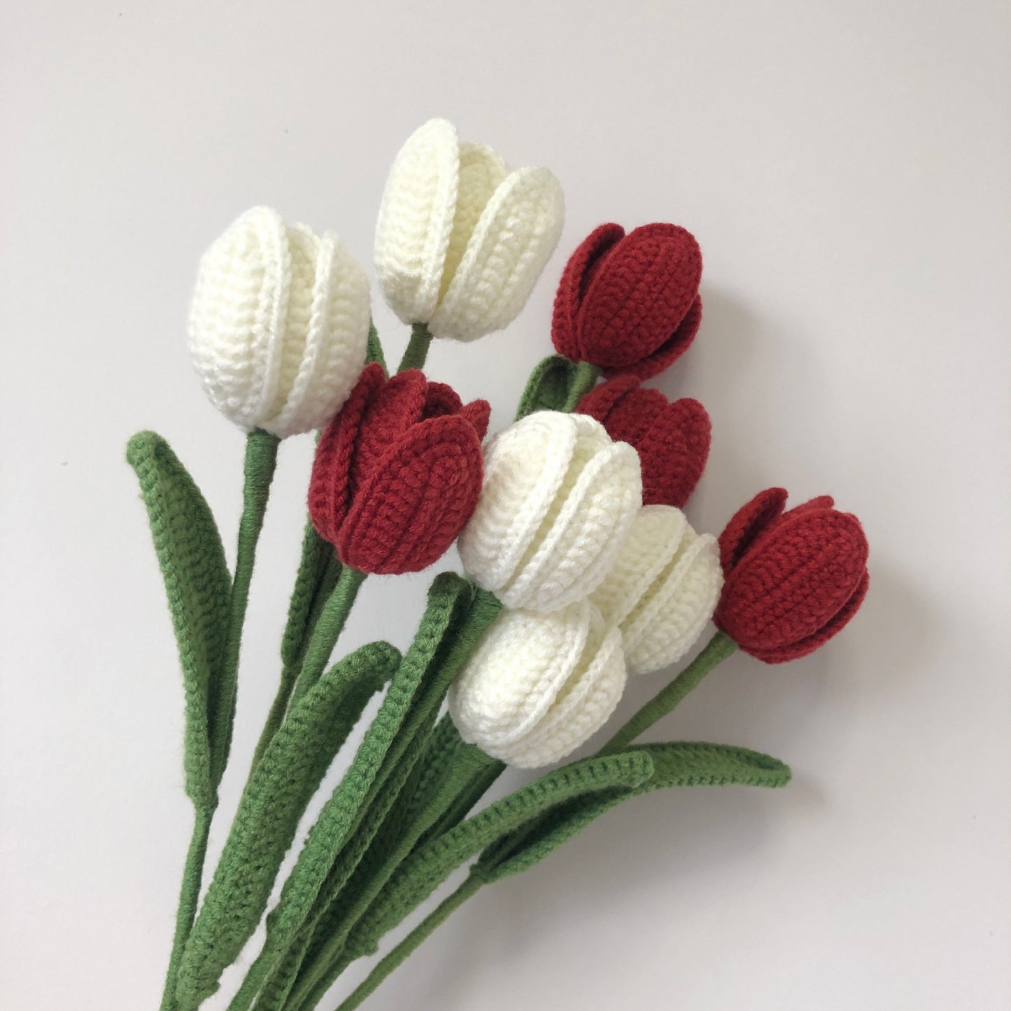 Hand-Knitted Yarn Tulips: Perfect Indoor Decorative Gift