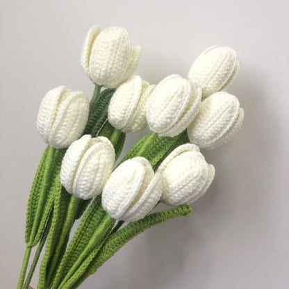 Hand-Knitted Yarn Tulips: Perfect Indoor Decorative Gift