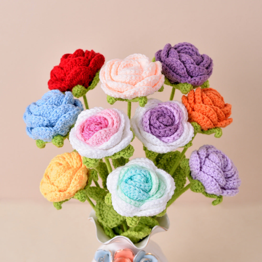 Hand-Knitted Rose Flowers: Perfect for Holiday Gifts