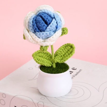 Handcrafted Knitted Artificial Flower Pot