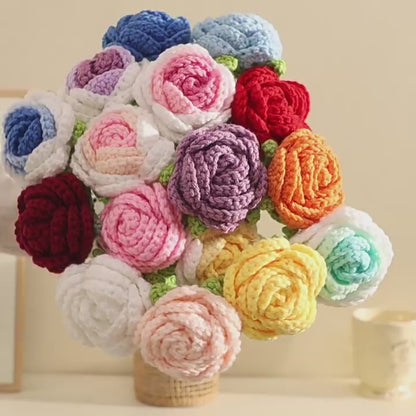 Hand-Knitted Rose Flowers: Perfect for Holiday Gifts